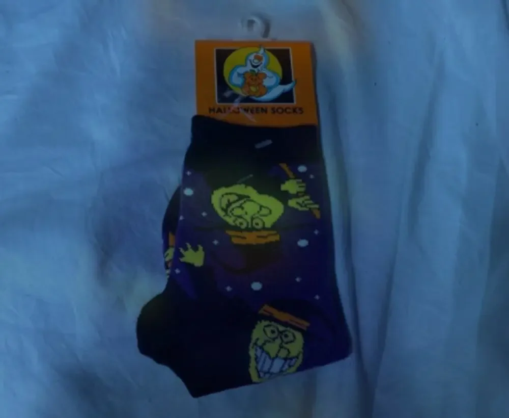 Halloween Socks Purple Black Fortune Teller Crystal Ball Design